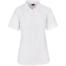 Ladies Short Sleeve Oxford Shirt White Front